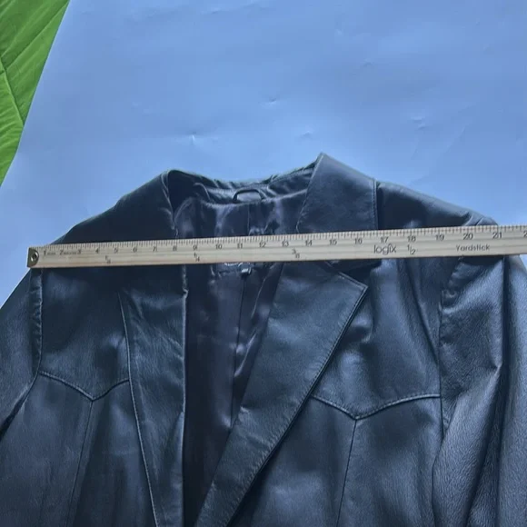 Oakridge Men's Genuine Leather Black Blazer Oversized Long - Picture 9 of 12